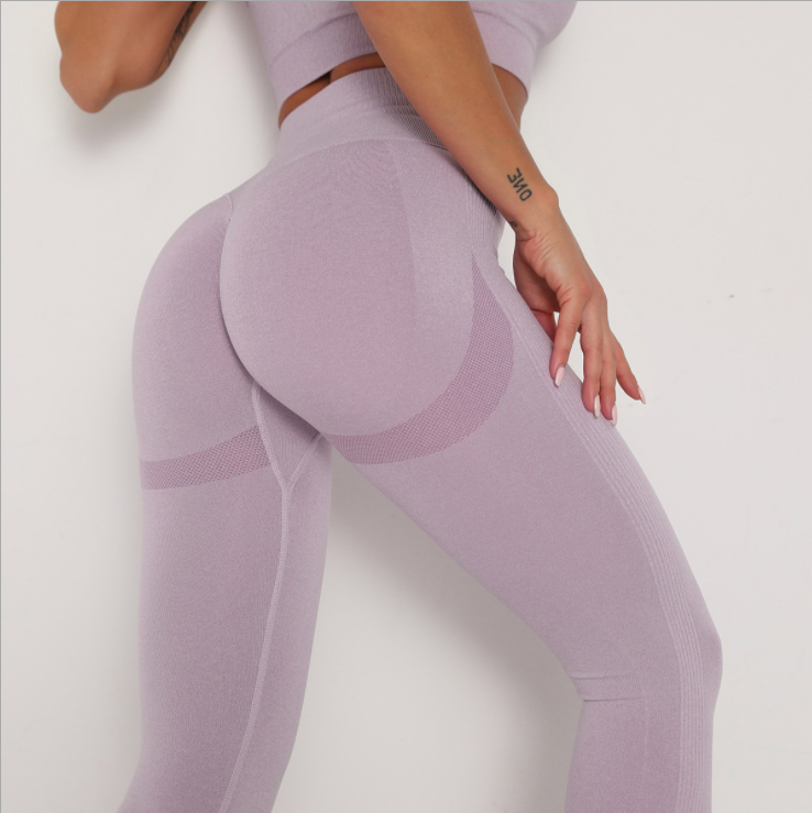 Seamless knitted high-waisted hip lift bodysuit yoga pants 14 colors