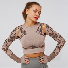 Camouflage seamless tight-fitting long sleeve fitness  women's yoga top