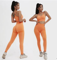 Seamless yoga pants Sports bra beautiful back sling quick dry exercise fitness suit set 7 colors