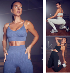 New Sexy hot style seamless fitness wear sports strap  bra +long pants  3colors