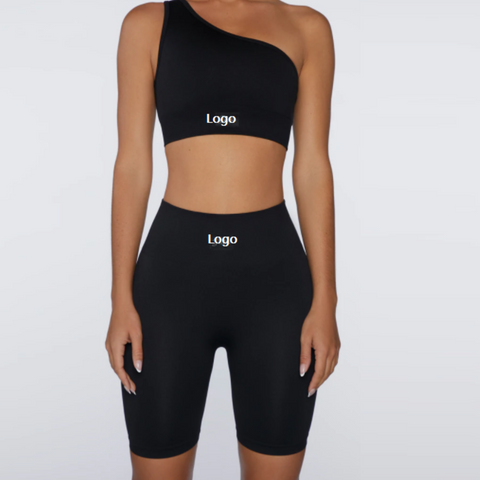 New seamless yoga suit women sports shoulder underwear fitness  bra+shorts  7 colors