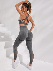 Strappy Back Scrunch Butt Hollow Out Sports Set 3 Colors