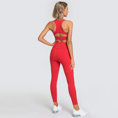 New women's back buckle solid color yoga suit fitness suit 9 colors