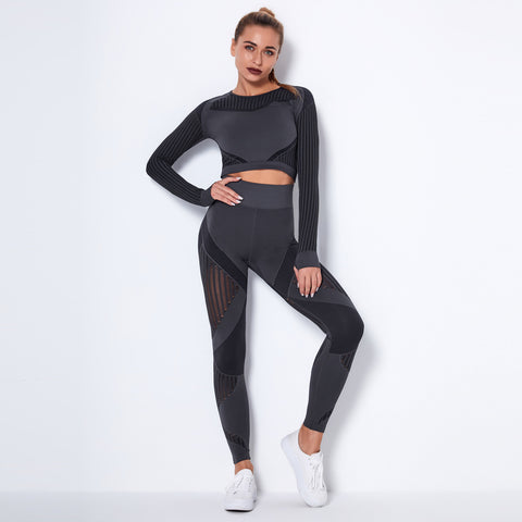Long sleeve suit yoga suit sports fitness running yoga pants for women