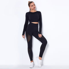 Long sleeve suit yoga suit sports fitness running yoga pants for women