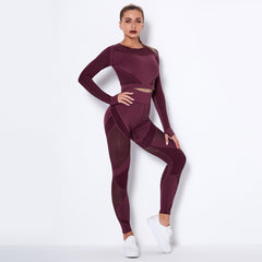 Long sleeve suit yoga suit sports fitness running yoga pants for women