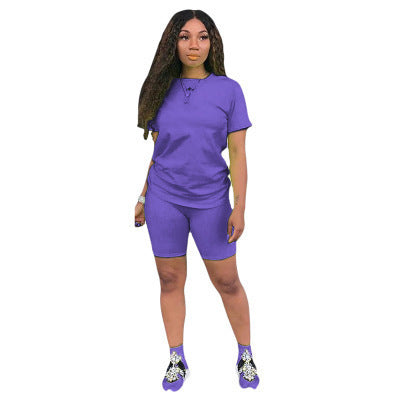 Solid color sports suit hot seller simple and fresh 2 piece set of 12 colors