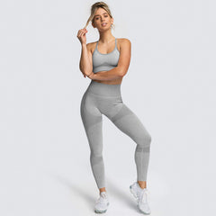 Quick Dry Yoga Vest Set Professional Sports Running Seamless Fitness Bra Set for Women