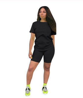 Solid color sports suit hot seller simple and fresh 2 piece set of 2 colors