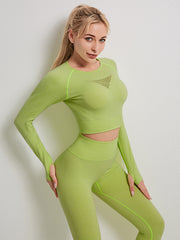 Wholesale Seamless yoga suit set with high waist sports and long sleeves 6 colors