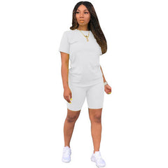 Solid color sports suit hot seller simple and fresh 2 piece set of 2 colors