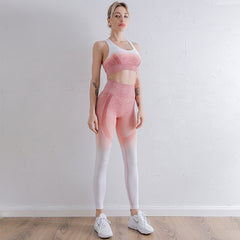 Sexy skintight exercise running fitness polyamide quick drying gradient yoga suit 7 colors
