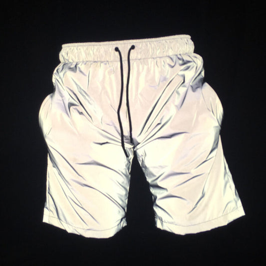 Men's grey reflective hip hop shorts