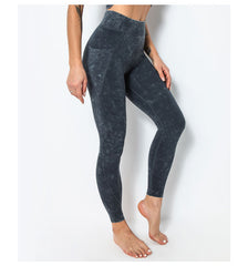 Breathable sexy women running with seamless yoga pants pockets 4colors