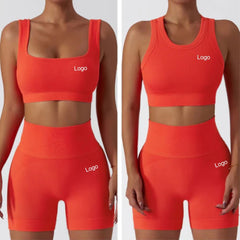 High waist and hip lift shock-proof seamless yoga suit set in 10 colors