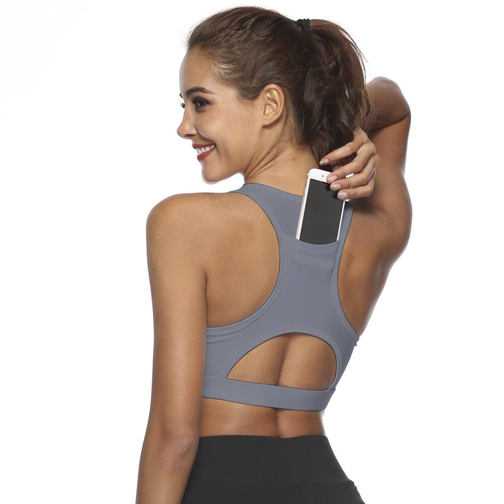 Body-building beauty back insertion mobile phone yoga bra sports lingerie