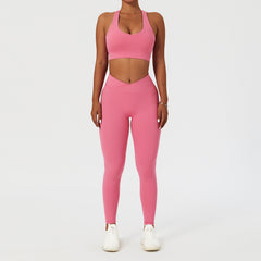 Nude feel tight height waist lift hip stretch exercise yoga set 5 colors