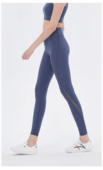 Stretch buttock lifting mesh spliced double matte yoga pants 4colors