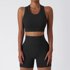 High waist and hip lift shock-proof seamless yoga suit set in 10 colors