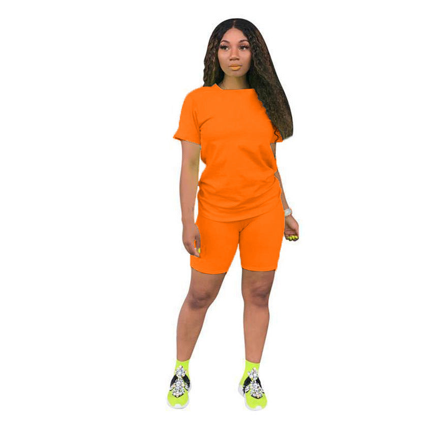 Solid color sports suit hot seller simple and fresh 2 piece set of 12 colors