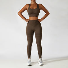 Seamless yoga suit set with high waist, hip lift, shock proof and beautiful back 6 colors