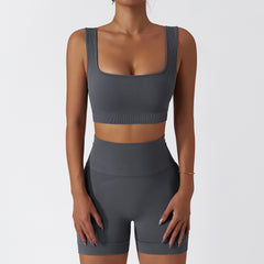 High waist and hip lift shock-proof seamless yoga suit set in 10 colors