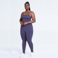 Yoga suit women's large size solid color sexy bra butt lift pants and bodybuilding set