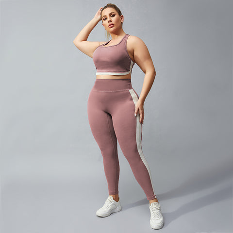 Plus-size I-vest nude color matching yoga set in 3 colors