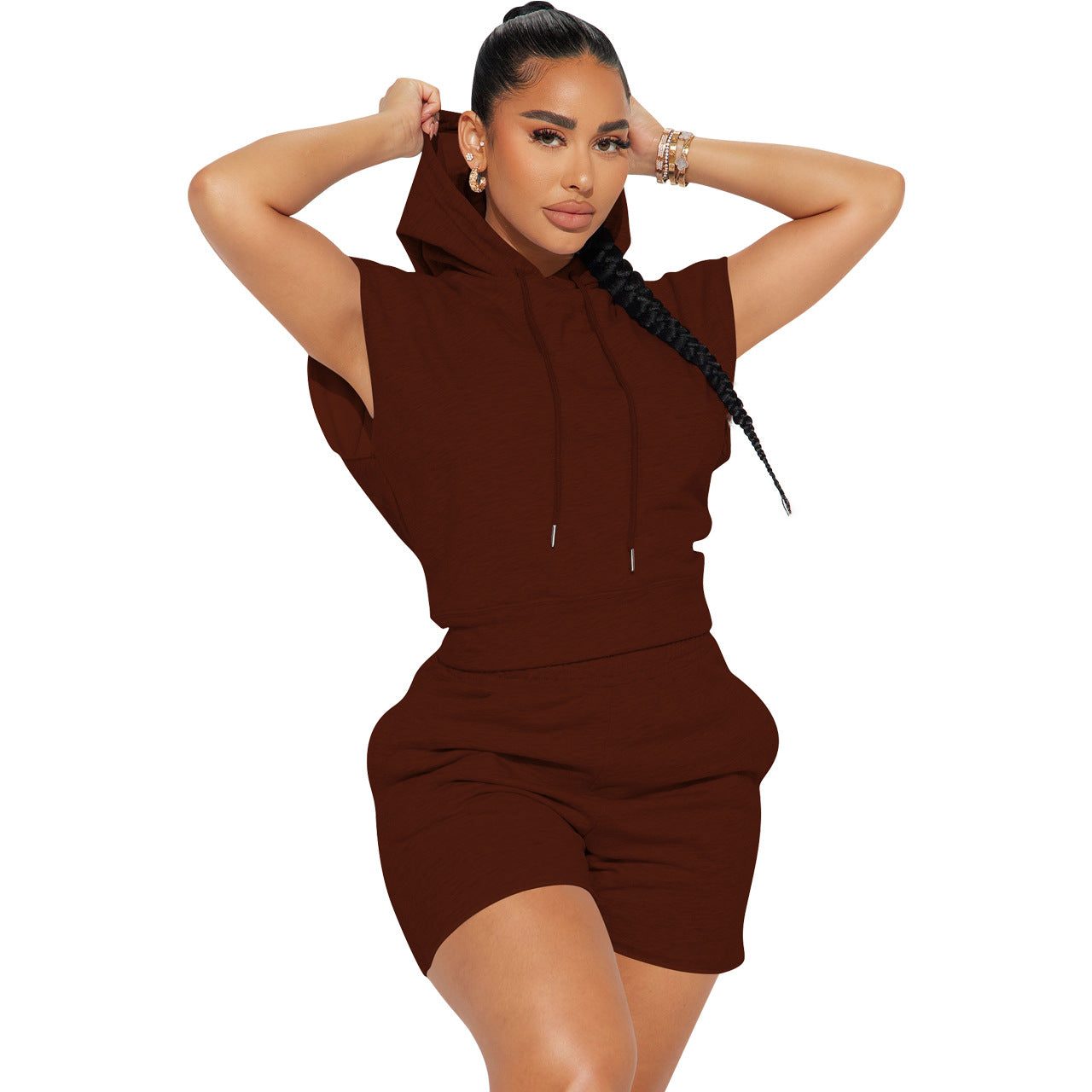Fashion casual sports hooded two-piece set 3 colors