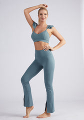 Yoga suit suit slimming straight tube front slit horn pants in 4 colors