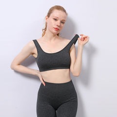 new stripe bra yoga vest sports running seamless fitness back double shoulder bra women