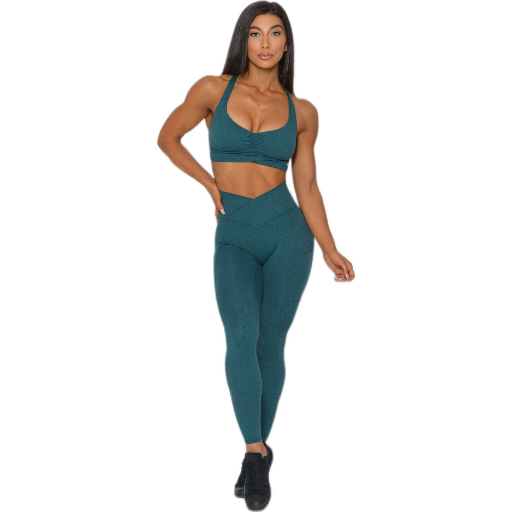 Cross Bra Hollowed Out Yoga Clothing Set of 6 colors