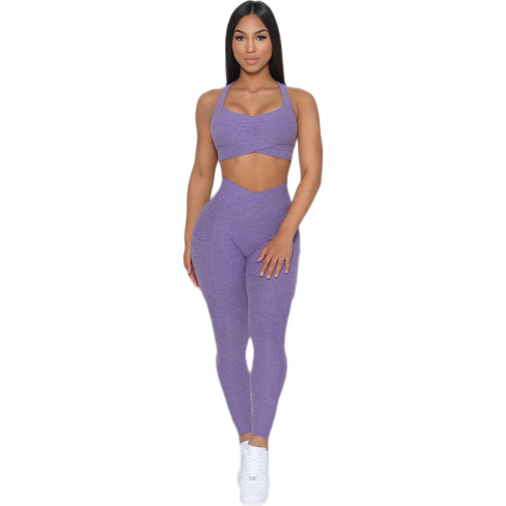 Cross Bra Hollowed Out Yoga Clothing Set of 6 colors