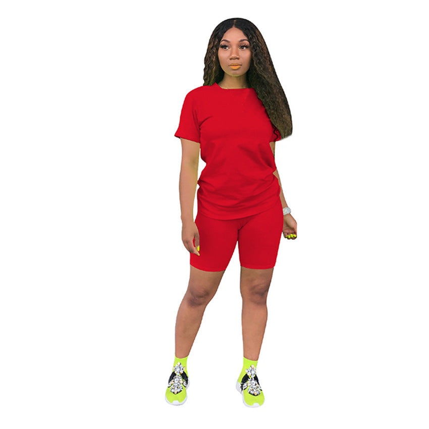 Solid color sports suit hot seller simple and fresh 2 piece set of 12 colors