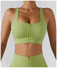 Sports underwear Running shock-proof beauty back zipper cross bra pants set 5 colors