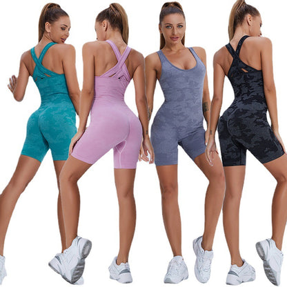 One piece fitness suit tight stretch sexy back onesie in 4 colors
