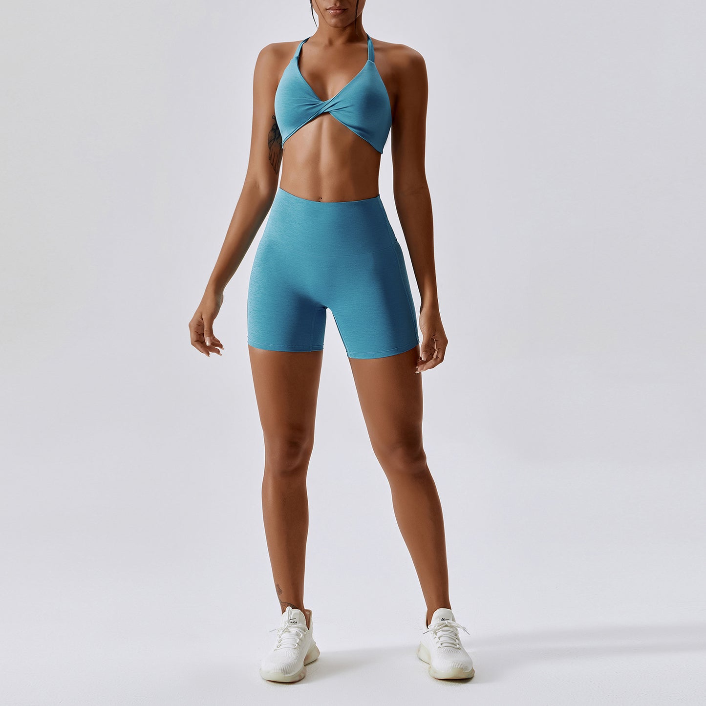 Sexy quick dry nude feeling sportswear cycling running fitness suit set 3 colors