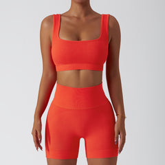 High waist and hip lift shock-proof seamless yoga suit set in 10 colors