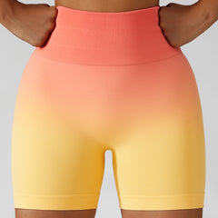 Gradient seamless yoga shorts High waist Stretch butt lift fitness pants 9 colors