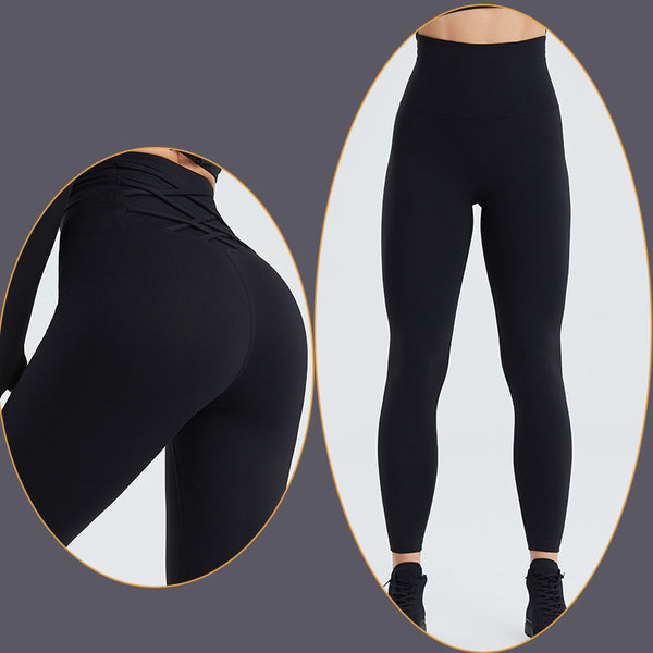 High-waisted hip-lifting skintight quick-dry running peach sports pants in 4 colors