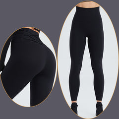 High-waisted hip-lifting skintight quick-dry running peach sports pants in 4 colors