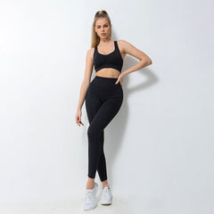 Yoga suit three-piece suit seamless knitted long sleeve exercise suit beautiful back fitness suit four colors
