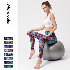 Printed yoga pants for tight height waist and hip lift in 8colors