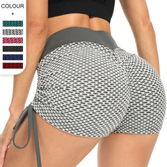 European and American creative cross waist peach hip jacquard rope shorts 6 colors