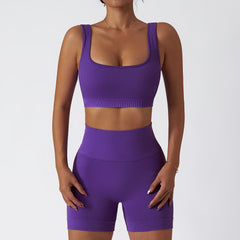 High waist and hip lift shock-proof seamless yoga suit set in 10 colors
