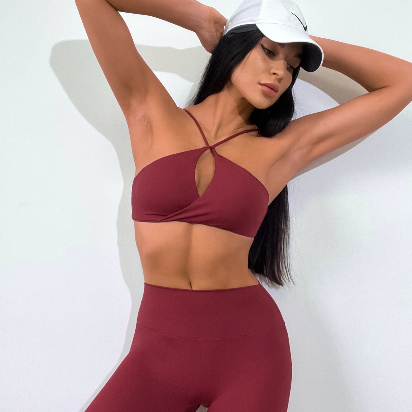 Fashion sexy bra irregular butt lift pleats pants yoga set 6 colors
