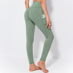 Women wear leggings with side pockets for shape butt lift stretch and slimming 5 colors