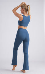 Yoga suit suit slimming straight tube front slit horn pants in 4 colors