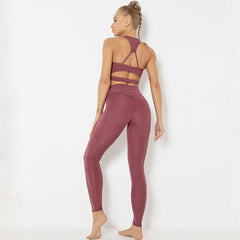 Nude yoga bra set Thread running fitness vest set for women 5 colors