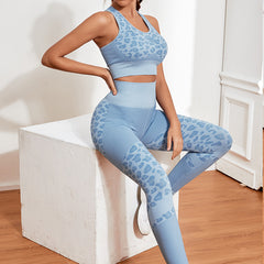Leopard print peach buttocks seamless fitness yoga suit
